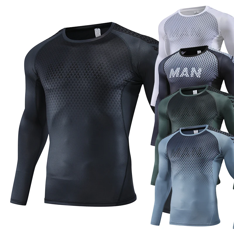 Top Trends: Mens Sport Compression Shirt Gym Tight Sweatshirt Running Top For Fitness T-shirt Bodybuilding Clothes Jogging Rashguard Dry Fit Shoppable Styles