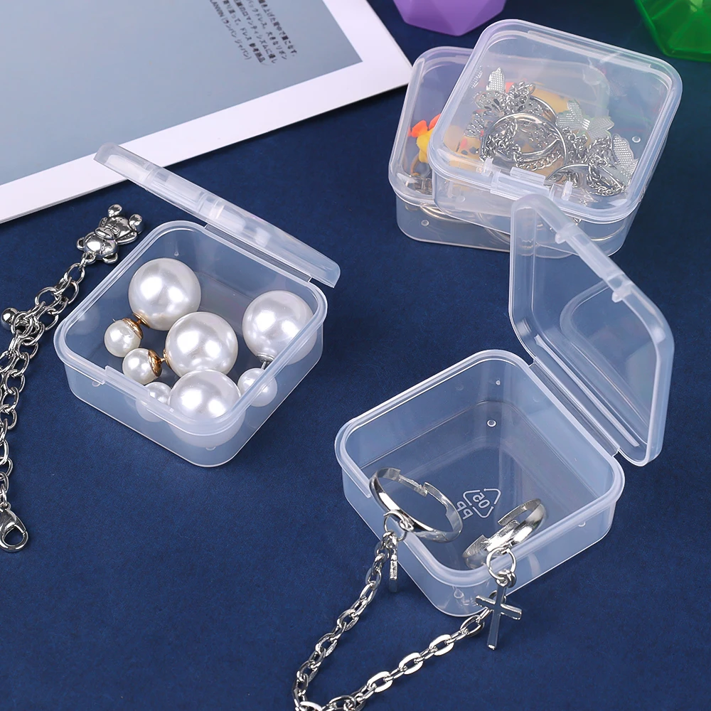 Top Trends: Mini Clear Plastic Storage Box Containers With Lids Empty Hinged Boxes For Beads DIY Craft Jewelry Packaging 4.3*4.3*2cm Shoppable Styles - Image 6