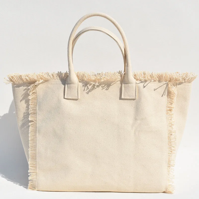 Top Trends: Ladies Cotton Can Be Wholesale Custom Trademark Fringed Frilly Design Canvas Bag Casual Tote Bag Shoppable Styles