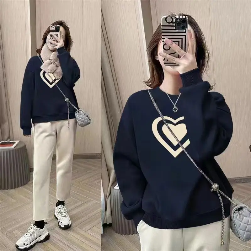 Top Trends: Fashion O-Neck Loose Printed Casual Sweatshirts Female Clothing 2024 Spring New Oversized Korean Tops All-match Sweatshirts Shoppable Styles