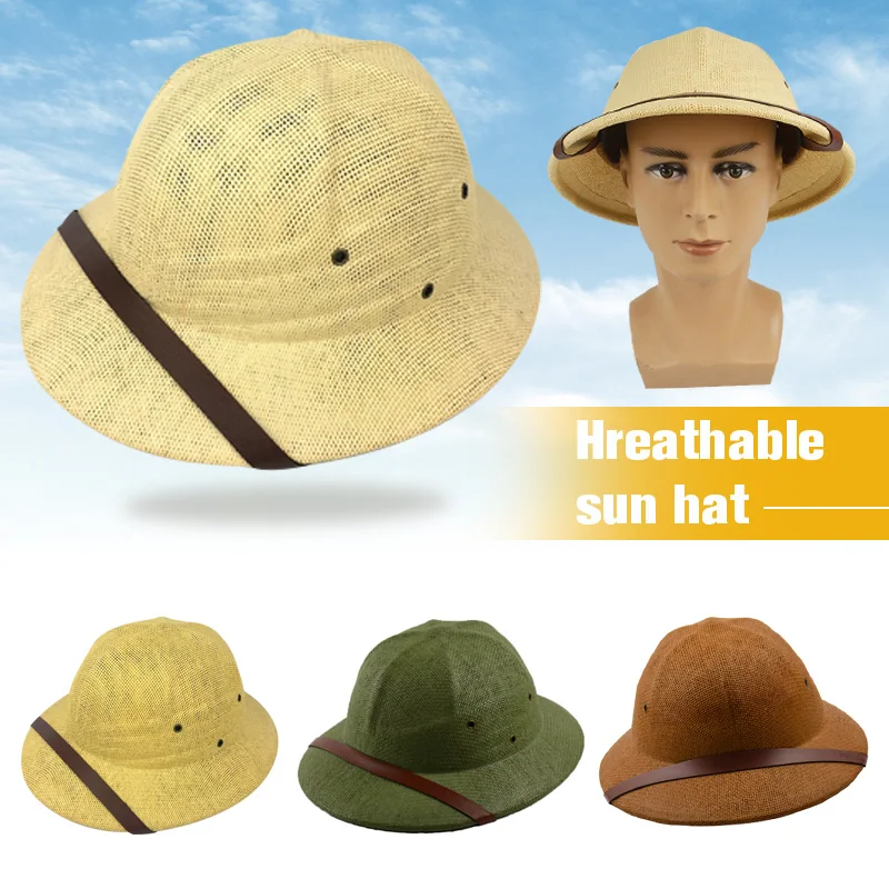 Top Trends: Novelty Men Straw Helmet Pith Sun Hats Men Vietnam War Army Hat Dad Boater Bucket Hats Safari Jungle Miners Cap Shoppable Styles - Image 2