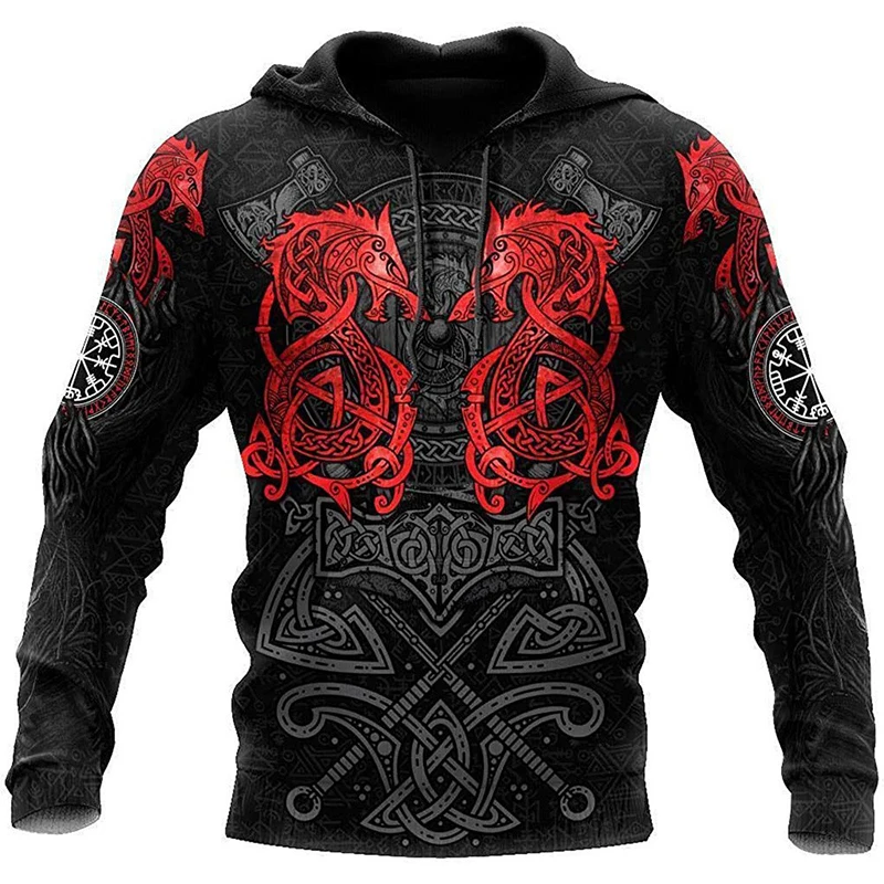 Top Trends: Mens Hoodies Vikings Eagle Tattoo Fashion Animal Pattern 3D Printed Style Casual Harajuku Hip Hop Pullover Oversized Sudaderas Shoppable Styles - Image 5