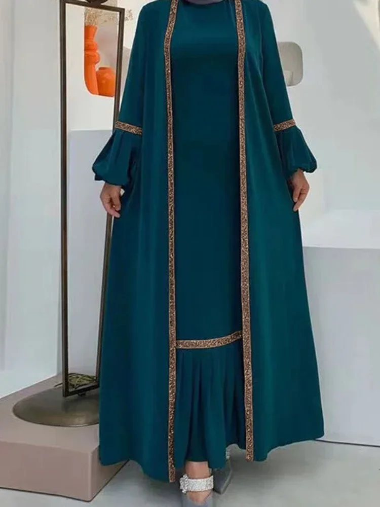 Top Trends: Eid Abaya Dubai Modest Turkey Muslim Long Dress For Women Arabic Sequin Islamic Dresses Evening Party Gown Moroccan Kaftan Robe Shoppable Styles