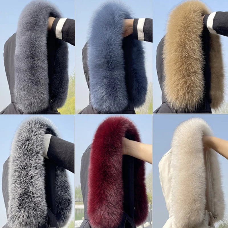 Top Trends: Fox Fur Collar Female Winter Real Fur Scarf Neck Warm Genuine Leather Fluffy Fur Collar Shawls Luxury Fox Fur Scarf For Ladies Shoppable Styles