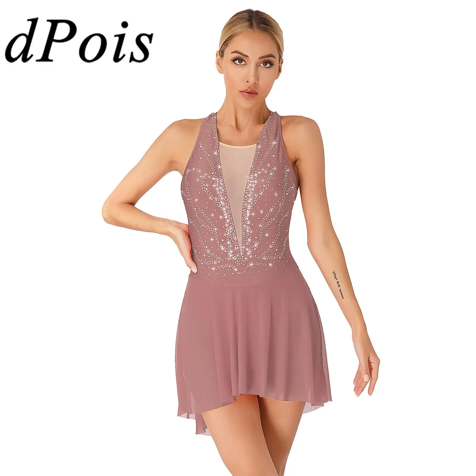 Top Trends: Women's Sleeveless Lyrical Dance Dress Mesh Skirts Ballet Gymnastics Leotard Figure Skating Dresses Adults Performance Dancewear Shoppable Styles