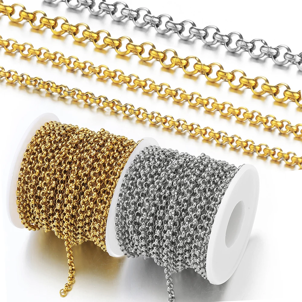 Top Trends: 1Meter Gold Color Stainless Steel Chains Necklace Chain For DIY Bracelet Jewelry Making Components Findings Supplies 2.5 / 3 / 4mm Shoppable Styles