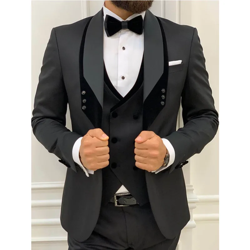 Top Trends: 2023 Latest Black Costume Homme Mariage Formal Fashion Slim Fit Suits For Men 3 Piece Groom Wedding Suit Tuxedo Shoppable Styles