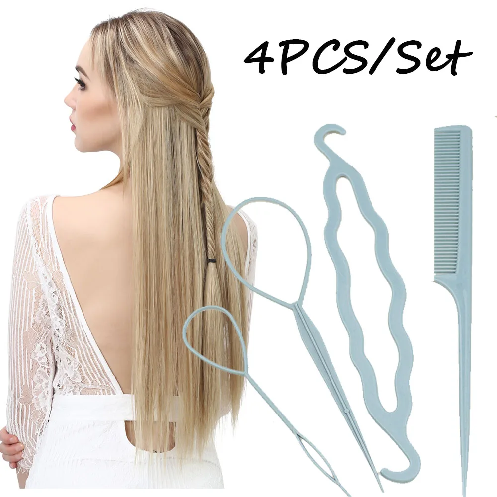 Top Trends: 4Pcs / Set Women DIY Hair Tail Tool Girl Maker Bun Ponytail Braiding Styling Disk Twist Lazy Tool Hair Accessories For Wedding Shoppable Styles