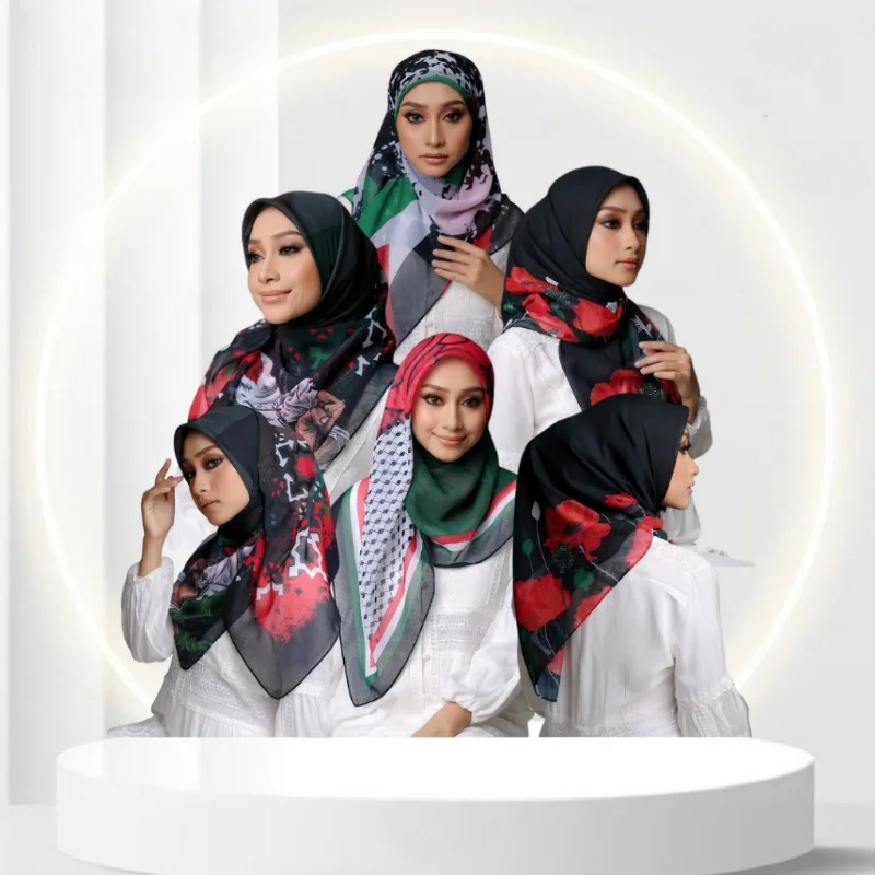 Top Trends: Palestinian Chiffon Scarf Printed Shawls Wraps Women Large Soft Scarf Palestine Scarves Muslim Women's Hijabs 110*110cm Shoppable Styles