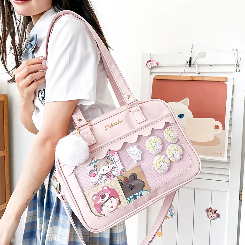 Top Trends: Women's Japanese Style Kawaii Shoulder Bag New Ita Bag Transparent JK Tote Handbag Student Preppy Luxury Messenger Crossbody Bag Shoppable Styles