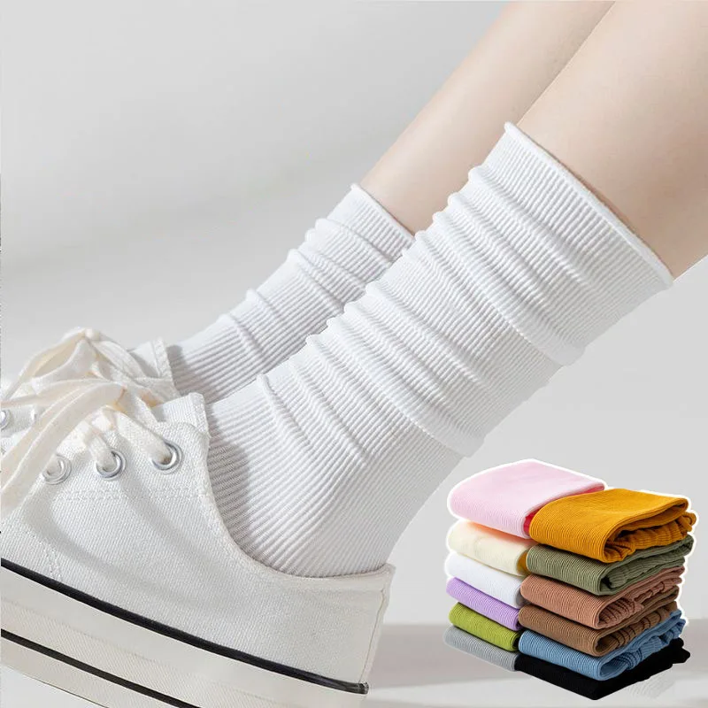 Top Trends: Summer Women Socks Cute Velvet Loose Knitting Nylon Thin Spring Female Socks Tube Soft Breathable Long Stockings Solid Color Shoppable Styles