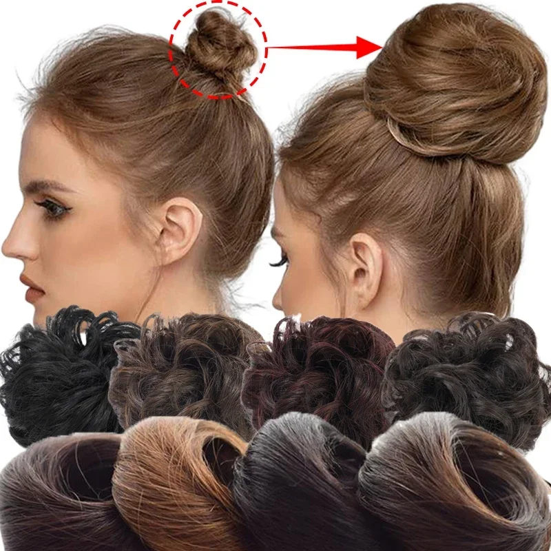 Top Trends: Fluffy Wig Loop Invisible Seamless Bun Natural Synthetic Hair Ring Fluffy Hair Decoration Women Girls Hair Tie Braiding Styling Shoppable Styles