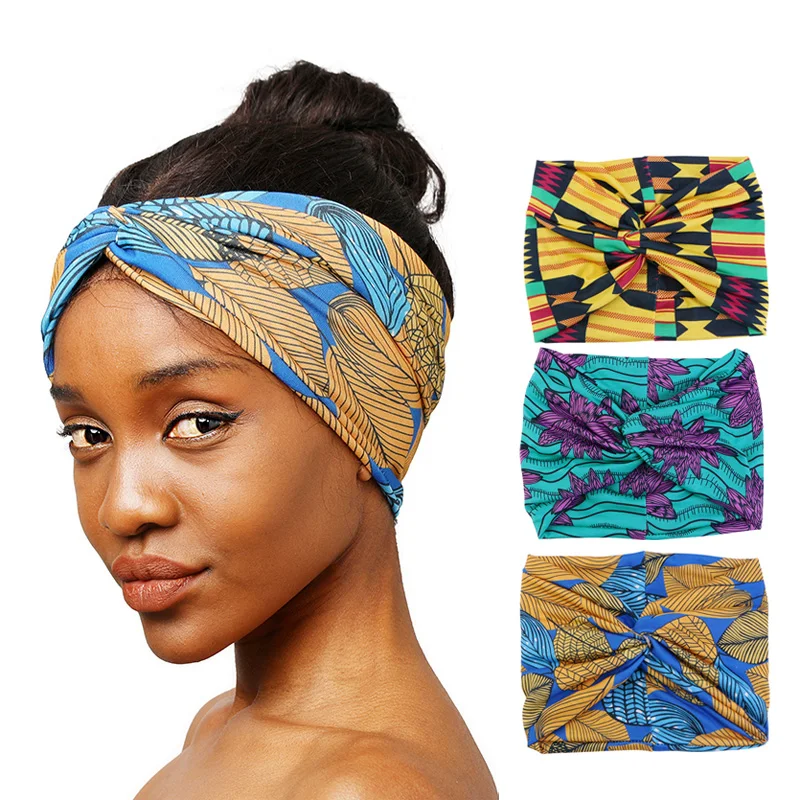 Top Trends: Newly African Pattern Twist Style Headband Elastic Double Layer Bandana Sports Run Hair Band For Women Headwear Hair Accessories Shoppable Styles