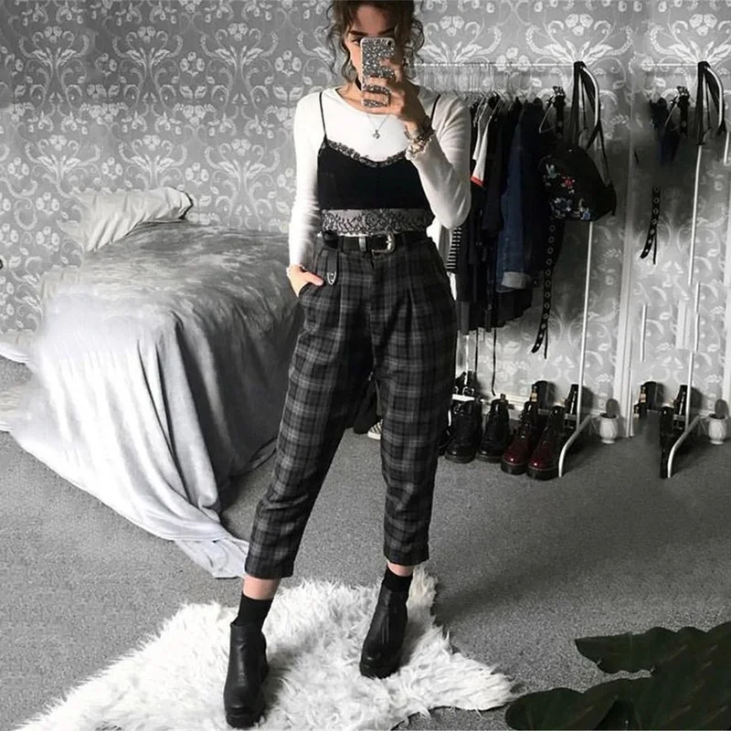 Top Trends: Cool Girl High Waist Trousers Harem Sweatpants Joggers Plaid Pants Female Streetwear Women Sport Pants Korean Harajuku Casual Shoppable Styles