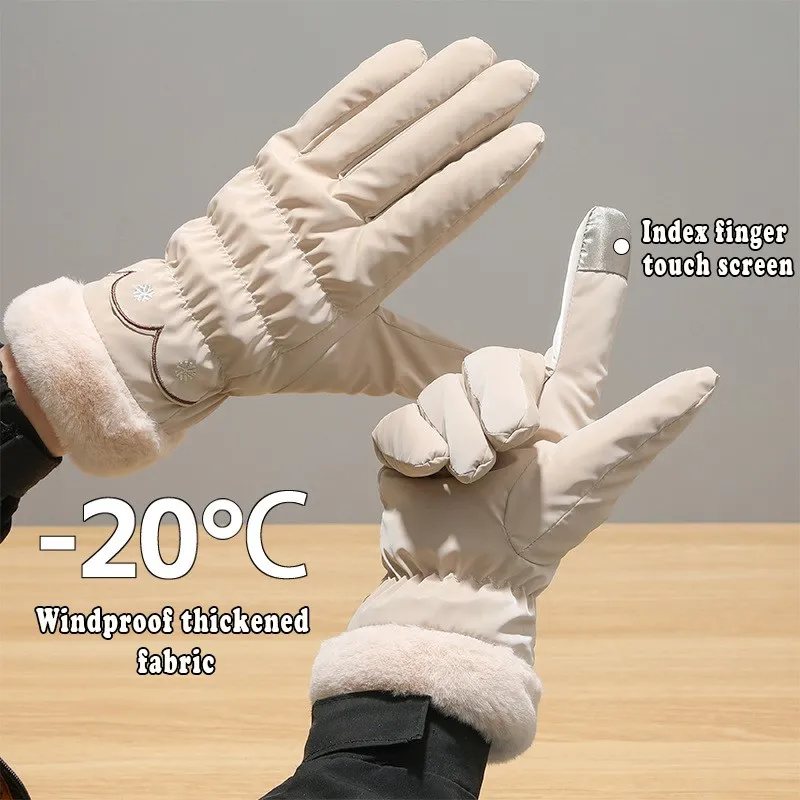 Top Trends: Fashion Solid Color Women&#039;s Winter Gloves Velvet Thickened Windproof Touch Screen Glove Autumn Warm Full Finger Glossy Gloves Shoppable Styles