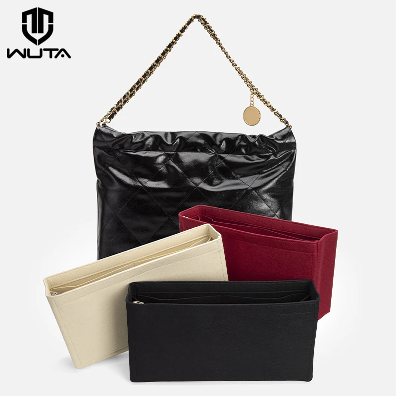 Top Trends: WUTA Felt Insert Bag Organizer For Chanel 22Bag Handbag Liner Bag Support Travel Portable Purse Insert With Zipper Makeup Bags Shoppable Styles