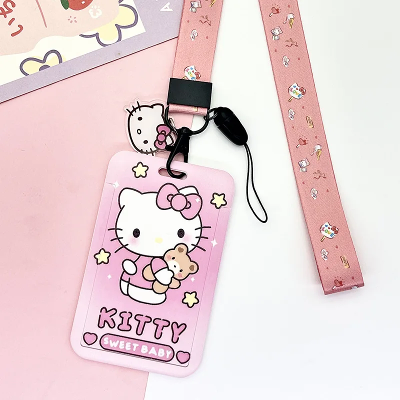 Top Trends: Sanrio Hello Kitty Card Holder Girl Student PVC Hanging Neck Card Bag Cartoon Kuromi Melody Anti-degaussing Card Protective Case Shoppable Styles