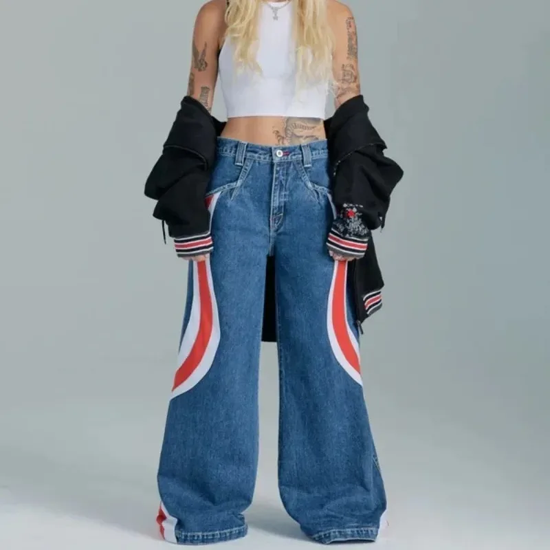 Top Trends: QWEEK Y2k Oversized Women's Jeans Harajuku Vintage Wide Leg Denim Pants Streetwear Baddies Punk Hippie Trousers Korean Fashion Shoppable Styles