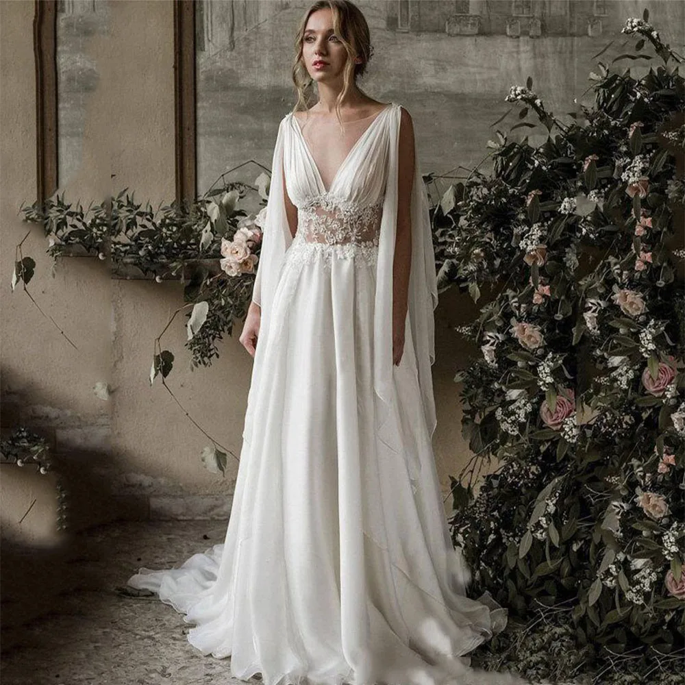 Top Trends: 2023 Vintage Chiffon Appliques Boho Chic Beach Wedding Dresses Backless A-line Bohemian Bridal Gowns Bride Vestidos De Novia Shoppable Styles - Image 2