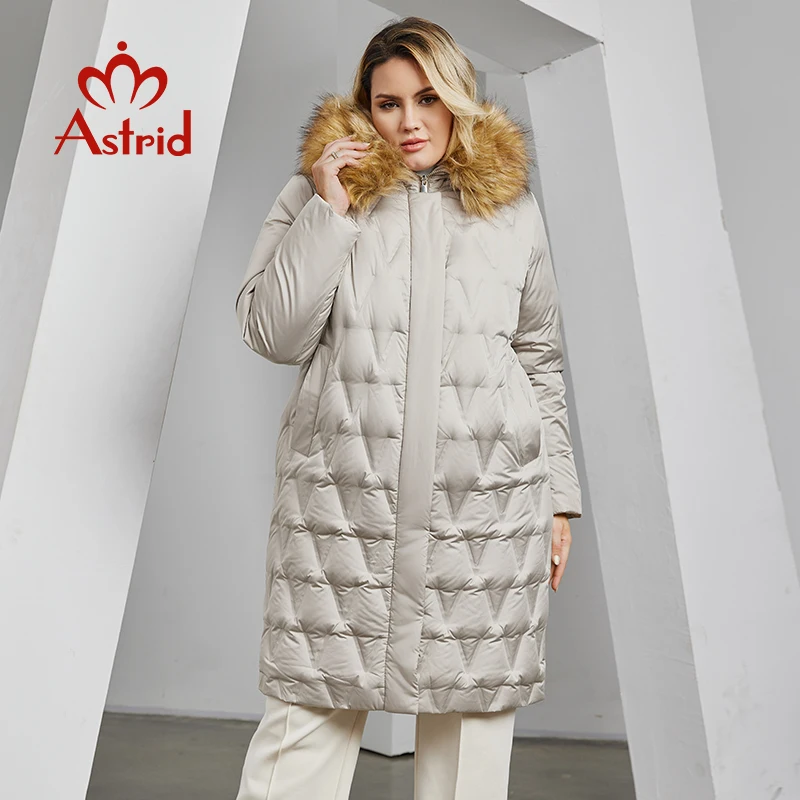 Top Trends: Astrid Women's Jacket Winter 2023 Plus Size Down Jackets Big Fur Collar Hooded Long Coat Women Parka Embossing Female Clothing Shoppable Styles