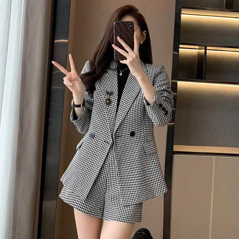 Top Trends: Tesco Plaid Blazer And Shorts Pant Suit For Women Fashion Casual Women Set For Office Lady Form Party Chandal Mujer Shoppable Styles