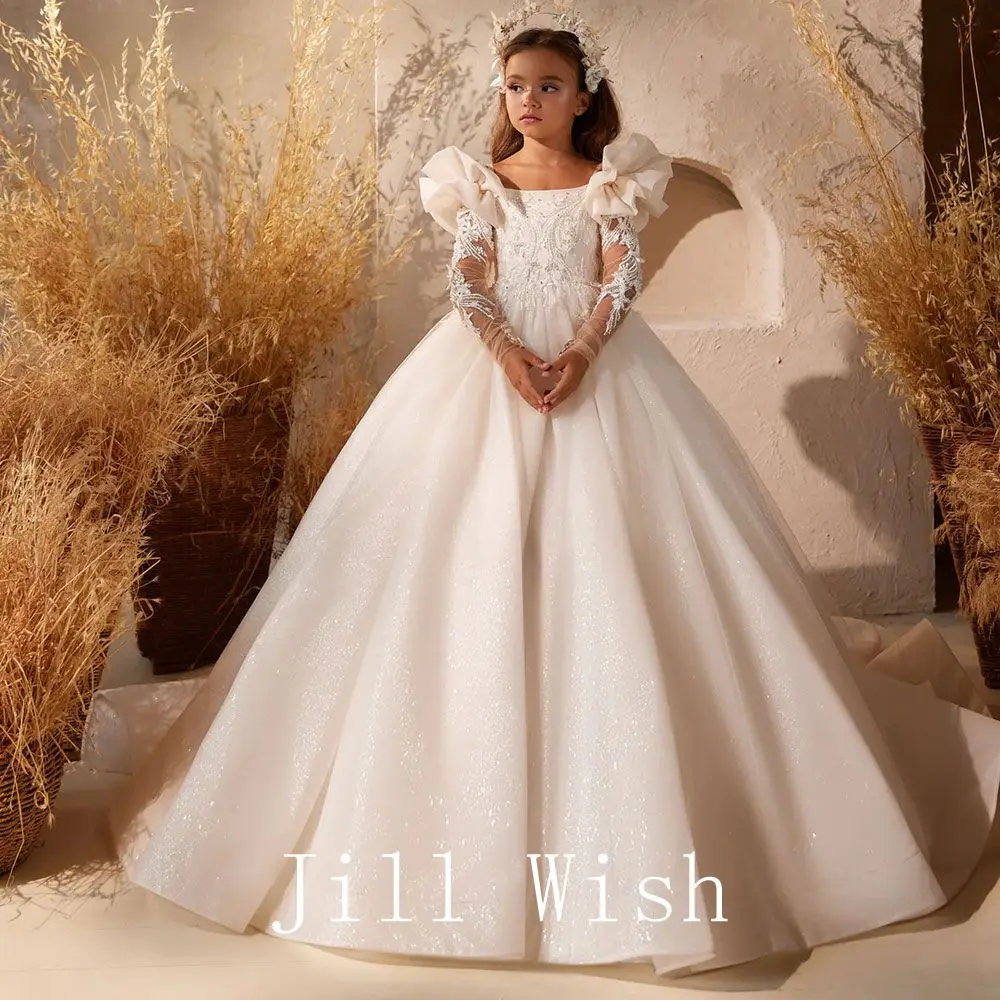 Top Trends: Jill Wish Luxury White Flower Girl Dress Beading Elegant Princess Kids Wedding Birthday First Communion Party Gown 2024 J270 Shoppable Styles