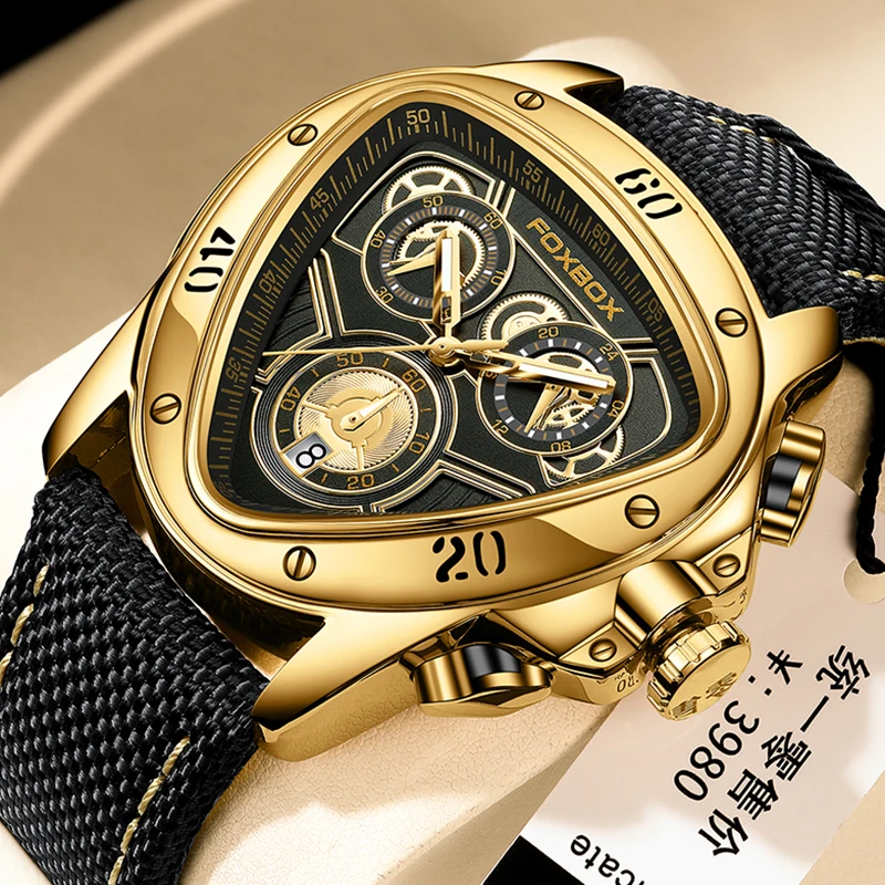 Top Trends: 2023 LIGE Original Golden Watch For Men Luxury Brand Military Leather Big Gold Chronograph Male Wristwatches Relogio Masculino Shoppable Styles