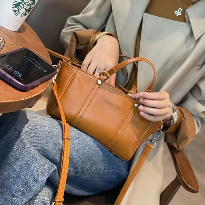 Top Trends: 2023 New Vintage Fashion Simple Versatile Shoulder Bag Crossbody Bag Small Design High Quality Genuine Leather Handbag For Women Shoppable Styles