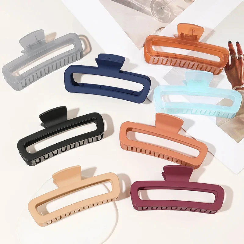 Top Trends: Large Rectangle Hairpin For Women Popular Matte Hair Clips Transparent Hair Ornament Girls Crab Hairclip Hair Accessories Gift Shoppable Styles - Image 2