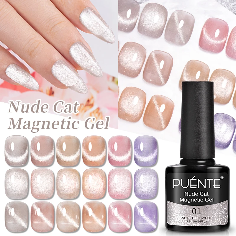 Top Trends: PUENTE Nude Cat Magnetic Gel Nail Polish 7.5ML Jelly Color Glitter Cat Eye Gel Soak Off UV Gel Semi Permanent Nail Art Varnish Shoppable Styles