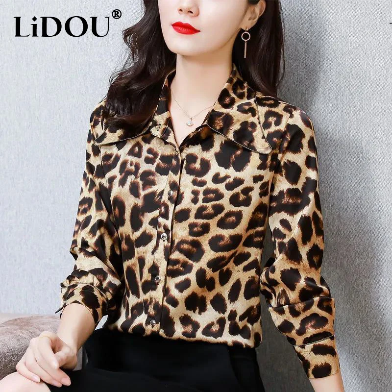 Top Trends: Spring Summer Vintage Leopard Print Casual Fashion Blouse Lady Long Sleeve Top Loose All-match Streetwear Cardigan Shirt Women Shoppable Styles