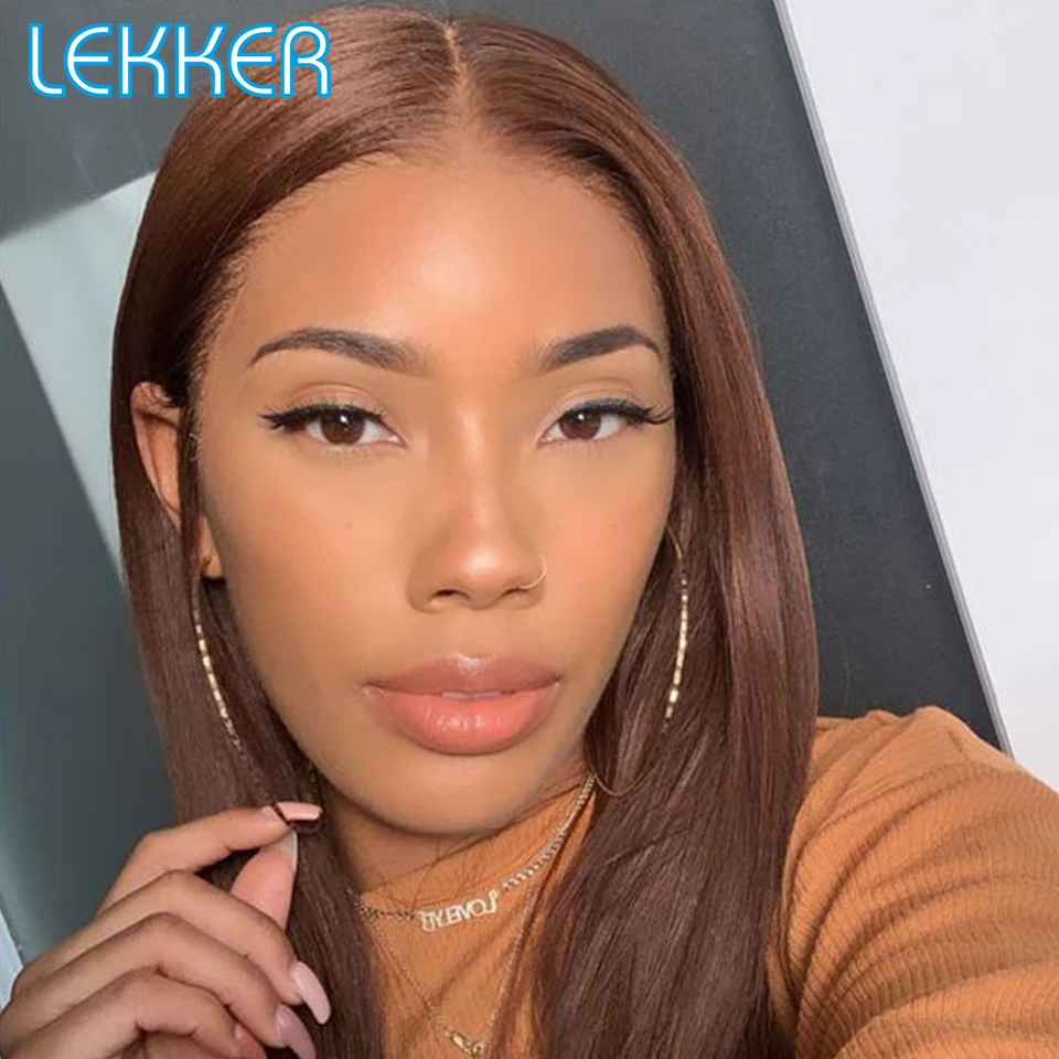 Top Trends: Lekker Brown Straight Bob 13x6x1T Part Lace Front Human Hair Wig For Women Colored Brazilian Remy Hair Glueless Wear To Go Wigs Shoppable Styles