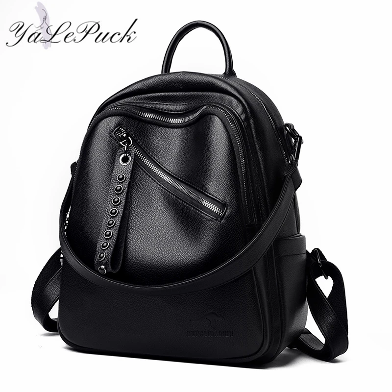 Top Trends: 2023 New High Quality Leather Backpacks Women High Capacity Travel Backpack Mochilas School Bags For Teenage Girls Shoulder Bag Shoppable Styles