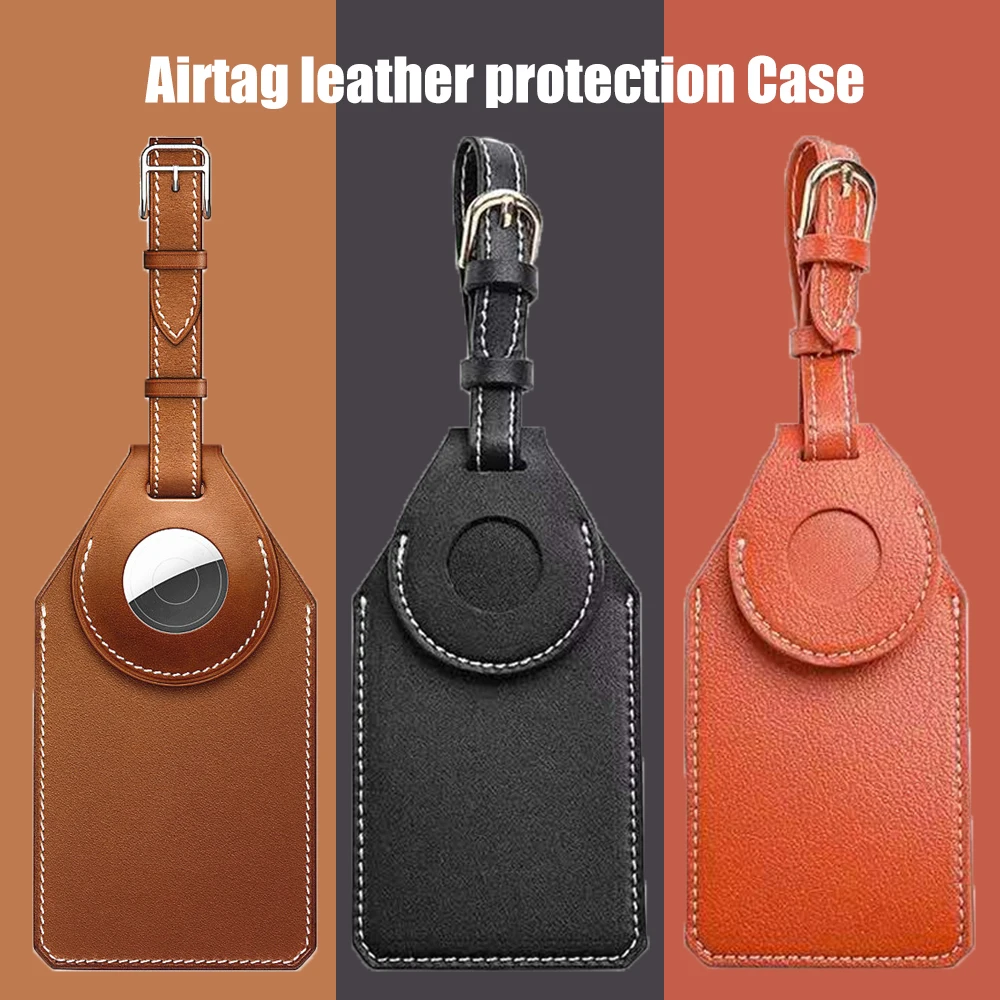 Top Trends: Durable Shockproof Luggage Tag Holster Airtag Tracker Protective Case Leather Anti-loss Suitcase Tag Shoppable Styles