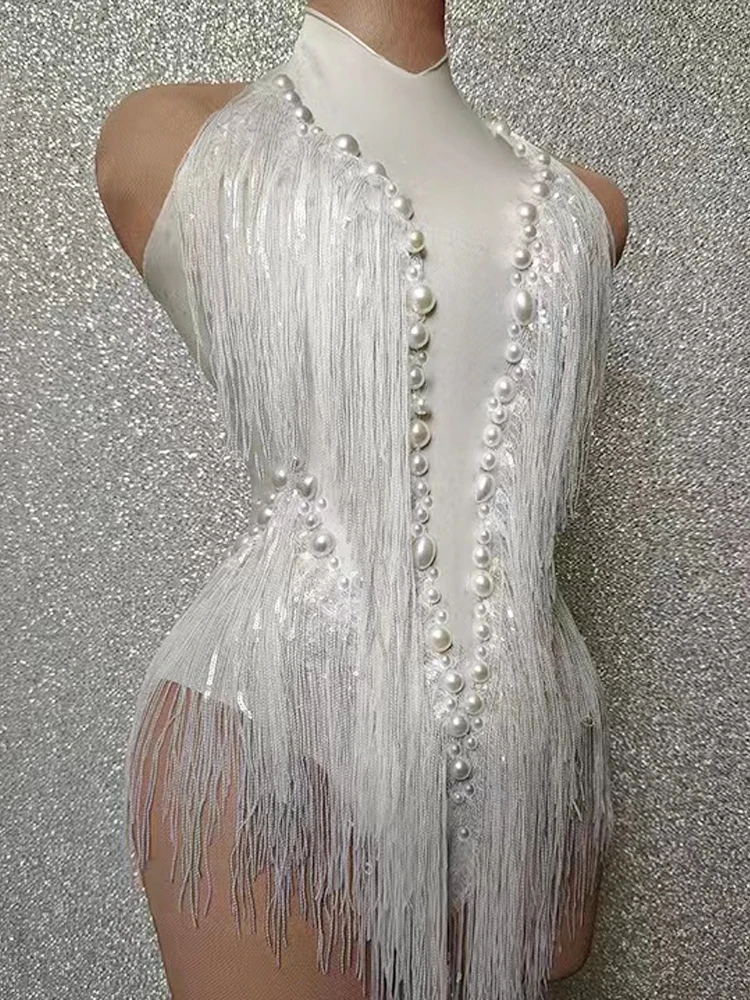 Top Trends: Sparkly Rhinestones Sequins Tassel Leotard Women Nightclub Outfit Singer Dancer Costume Stage Wear Sexy Performance Bodysuit Shoppable Styles