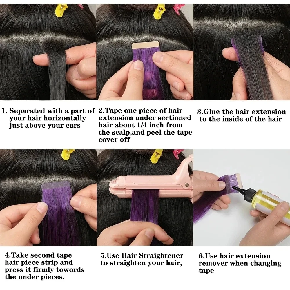 Top Trends: Tape In Hair Extensions 100% Human Hair Straight Seamless Skin Weft Adhesive Double Sided Tape Ends High Quality 20PCS / PACK Shoppable Styles - Image 6