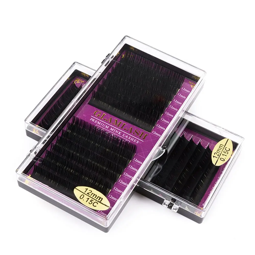 Top Trends: GLAMLASH Wholesale 16Rows BCCCD Curl Natural Mink Single Eyelash Extension Premium Individual Fake False Eye Lashes Shoppable Styles