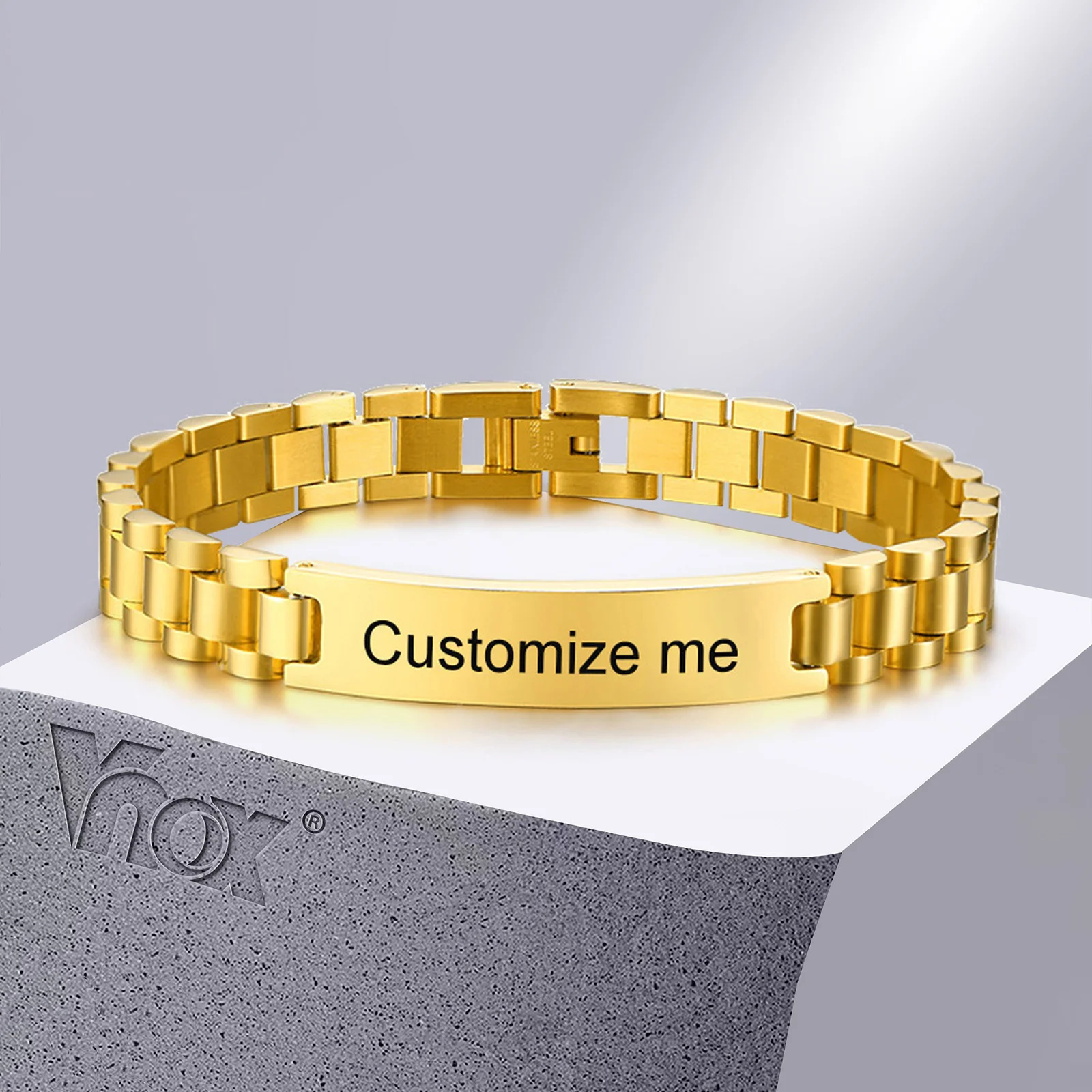 Top Trends: Vnox Gold Tone Stainless Steel Mens ID Bracelets Free Engraving Laser Name Date Customize Gift Shoppable Styles