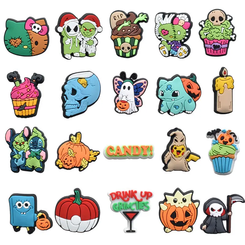 Top Trends: 1pcs Halloween Classic Cartoon Series Croc Charms Designer For Shoe Charms Croc Accessories For Classic Clog Kids Gift Hot Sale Shoppable Styles