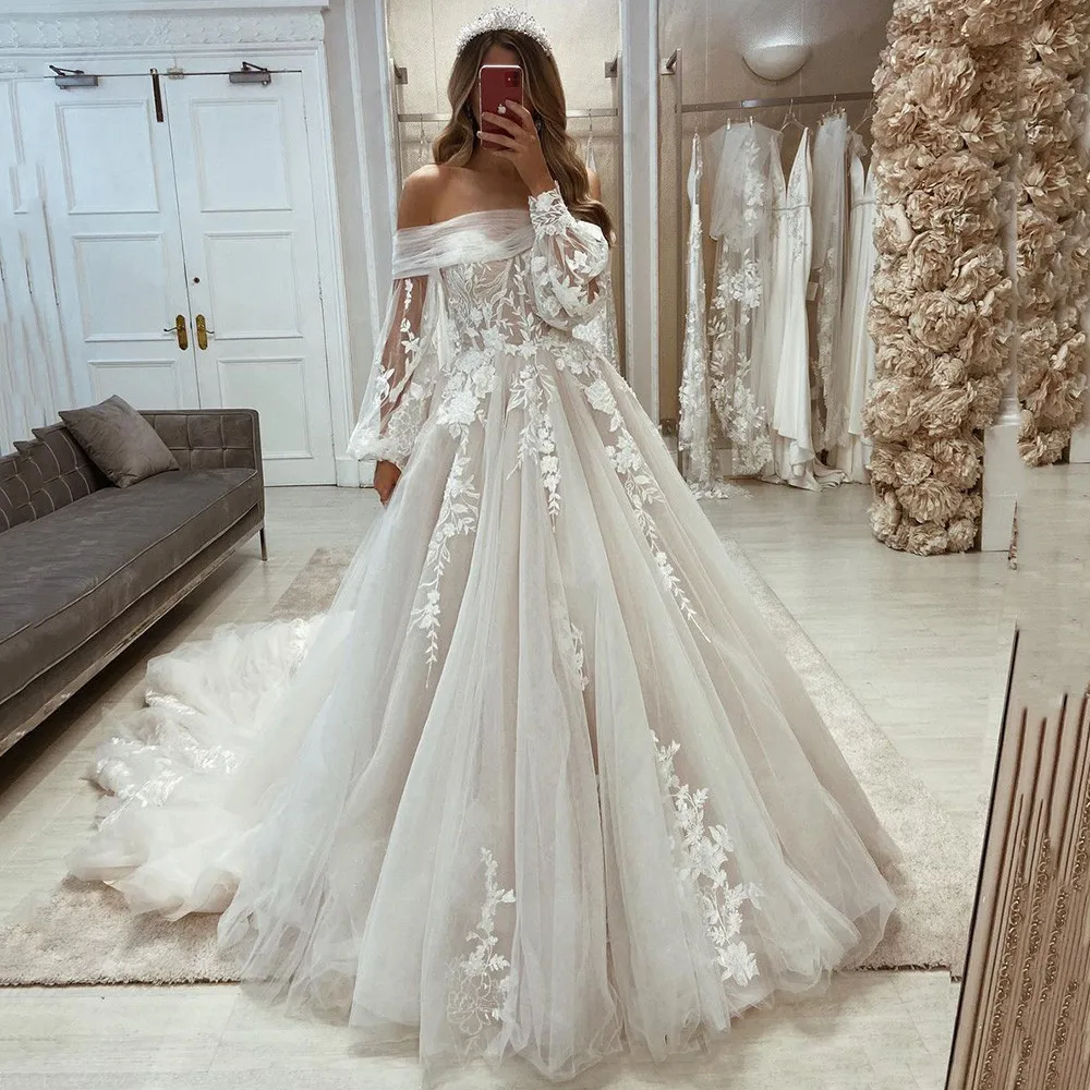 Top Trends: Fairy Boho Wedding Dresses Detachable Puff Long Sleeve Lace Bride Dress Vintage Wedding Gowns Corset Back Robe De Mariage Shoppable Styles