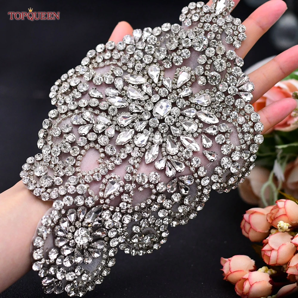 Top Trends: TOPQUEEN Bridal Sew On Applique Epaulets For Women Appliques On Clothes Large Patches Neckline Bead And Rhinestone Patches SP01 Shoppable Styles