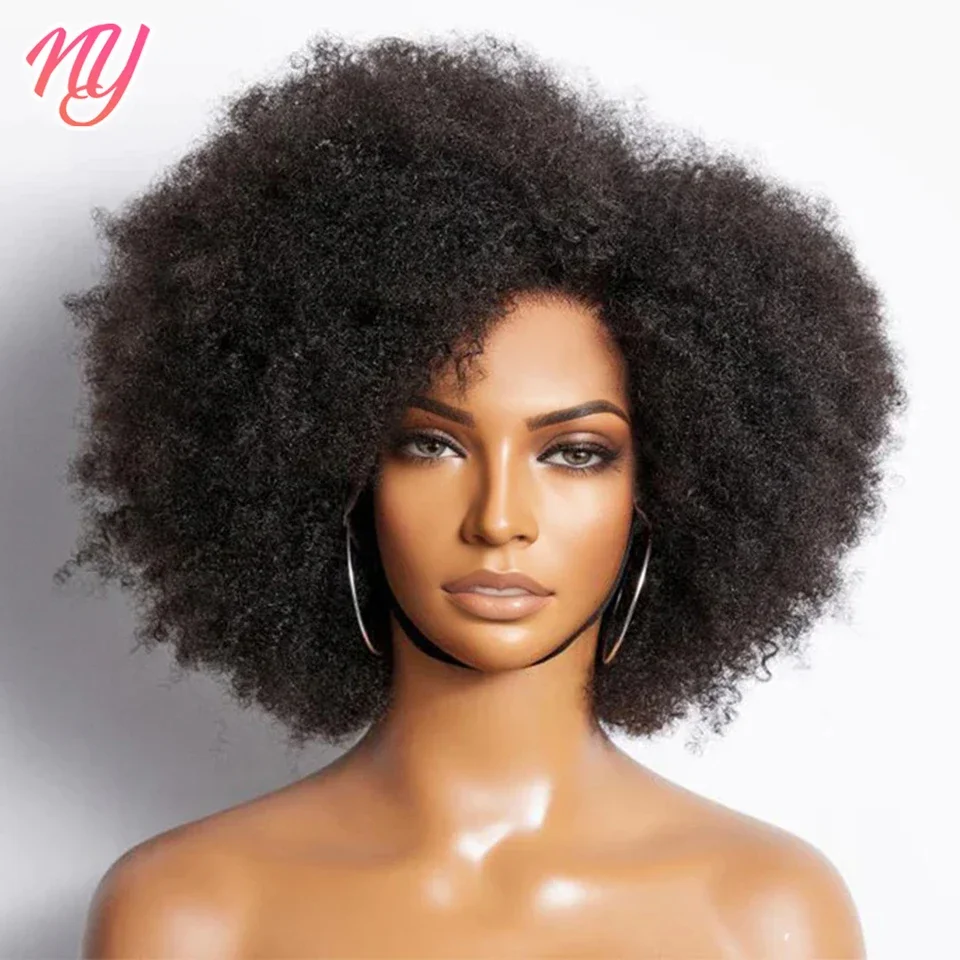 Top Trends: Afro Kinky Curly Lace Front Wig Brazilian Remy Human Hair HD Lace Natural Hairline 13X4X2 Glueless Afro Short Bob Human Hair Wig Shoppable Styles