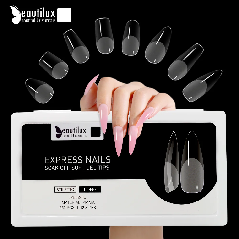 Top Trends: Beautilux Express Nails 552pcs / box Oval Stiletto Almond Square Coffin French False Fake Soak Off Gel Nail Tips American Capsule Shoppable Styles