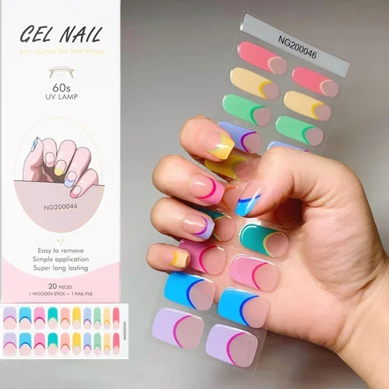 Top Trends: Semi Cured Gel Nail Polish Strips French Manicure Nail Wraps Fingertip Artist Adhesive Girl Beauty Nails Sticker UV Lamp Need Shoppable Styles