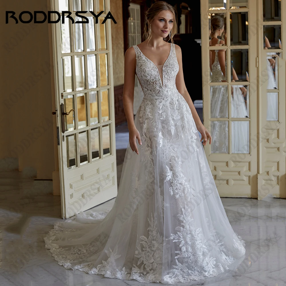 Top Trends: RODDRSYA Illusion Backless Wedding Dress Spaghetti Straps Sleeveless Bride Party Elegant A-line Vestido De Noiva Minimalistas Shoppable Styles