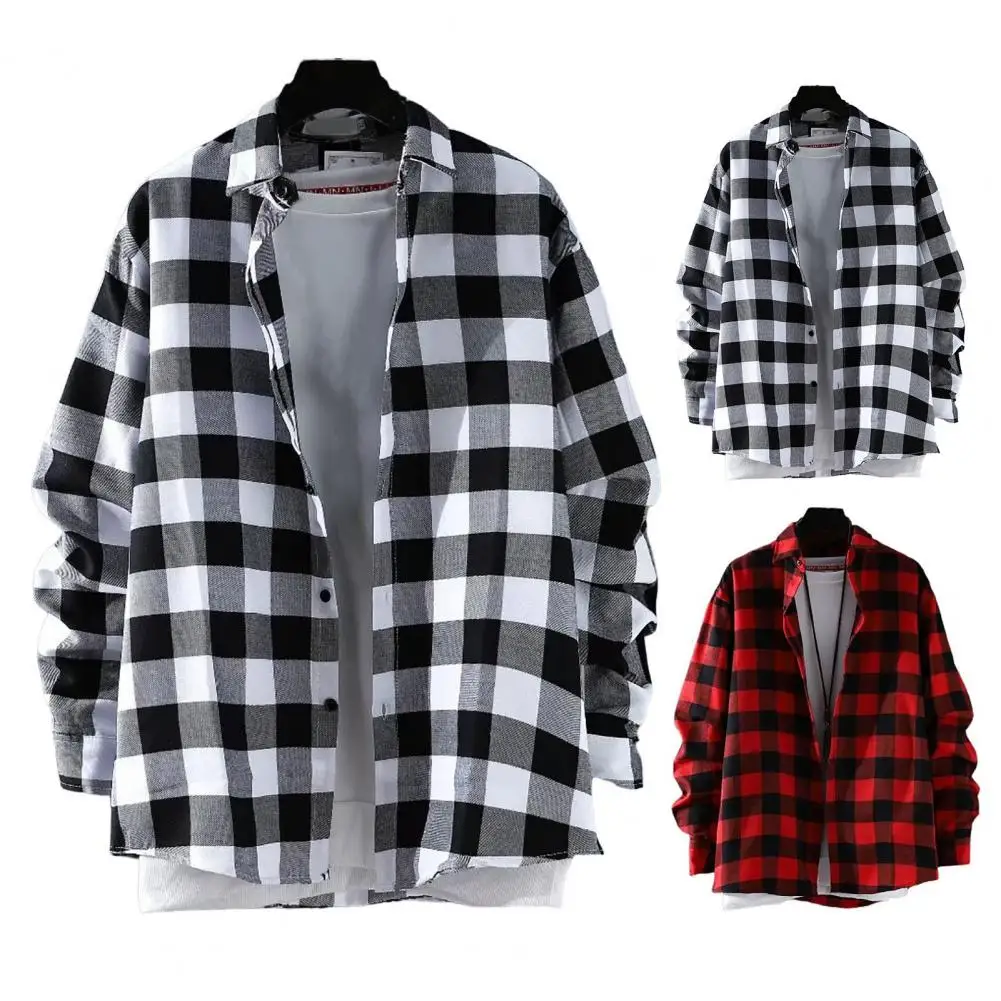 Top Trends: Plaid Shirt Men's Long Sleeve Korean Thin Buttons Men Autumn Mens Spring Casual Shirt Thin Coat Oversize Loose Shirt Cardigan Shoppable Styles