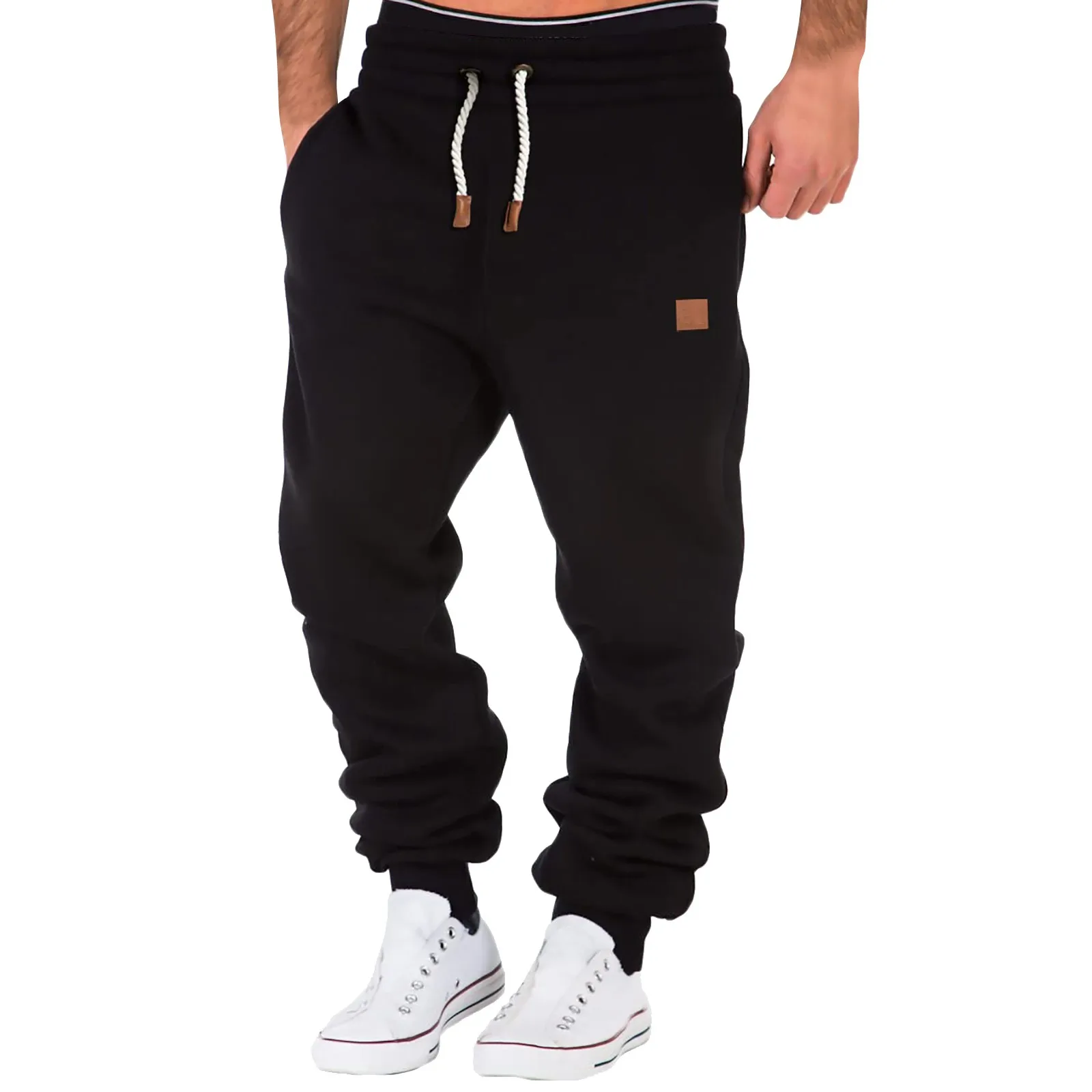 Top Trends: Mens Sweatpants Autumn Winter Brushed Solid Color Elastic Waist Drawstring Pants Korean Style Thicken Jogger Sports Bottoms Male Shoppable Styles - Image 2