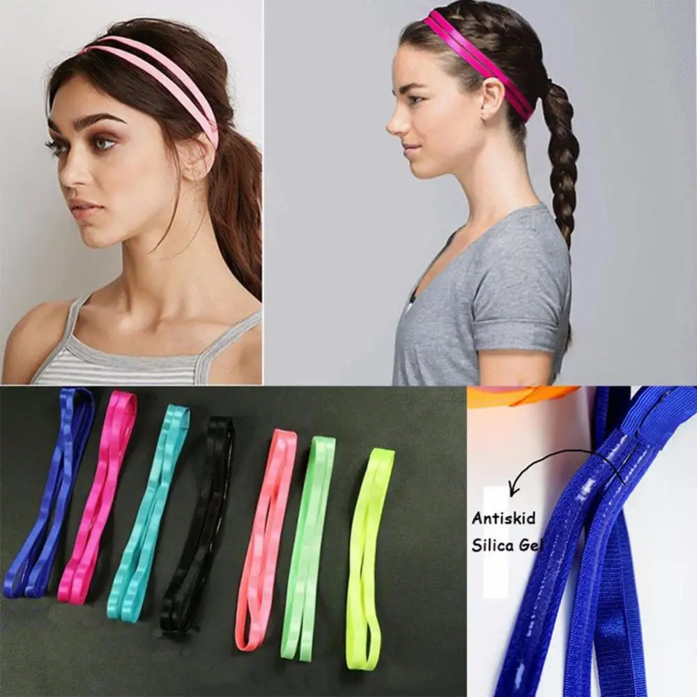 Top Trends: Fashion Women Girl Double Band Anti-Slip Sports Yoga Elastic Headband Hairband Running Fitness Hair Accessories Sweat Bands Shoppable Styles