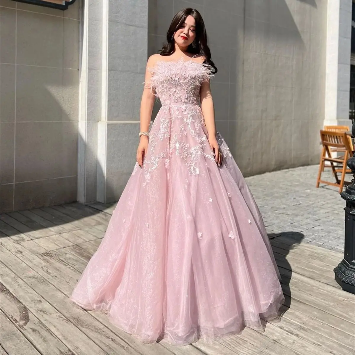 Top Trends: Duricve Lace Appliques Beading Pink Prom Dress Off The Shoulder Evening Dresses Party Gowns For Women Balll Gown Floor Length Shoppable Styles