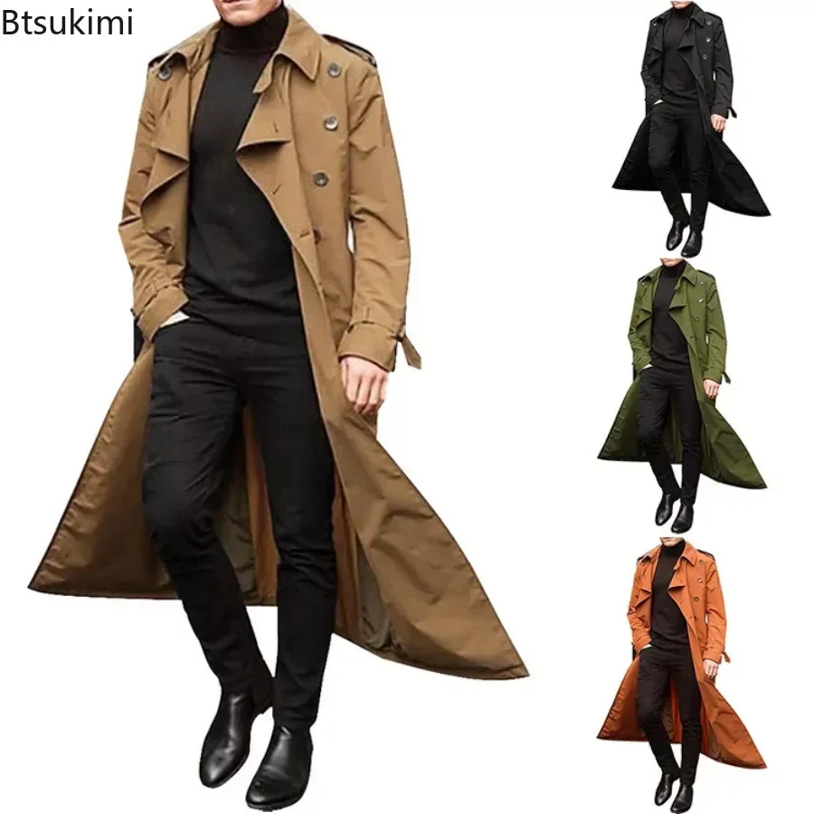 Top Trends: New 2024 Men&#039;s Overcoat Vintage Long Trench Jacket Coats Men&#039;s Business Party Casual Long Solid Windbreak Outwear Men&#039;s Clothing Shoppable Styles